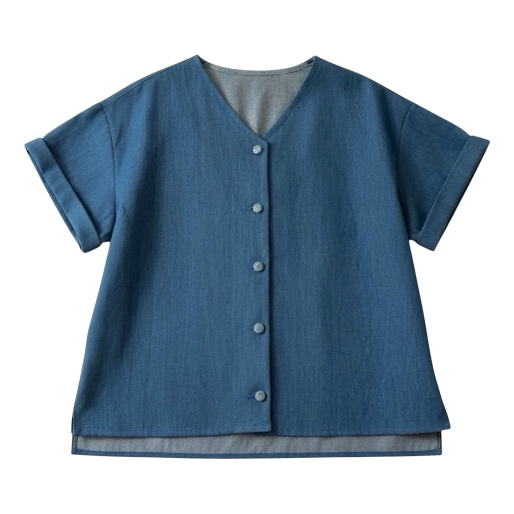 V-Neck Button Up Short Sleeves Top