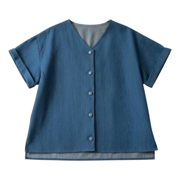 V-Neck Button Up Short Sleeves Top
