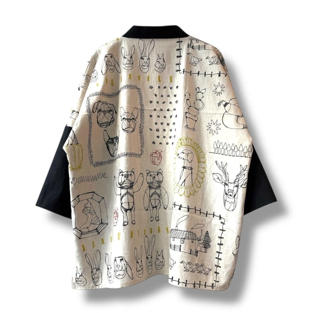 Kimono Style Outer With Three Quarter Sleeves - Cotton