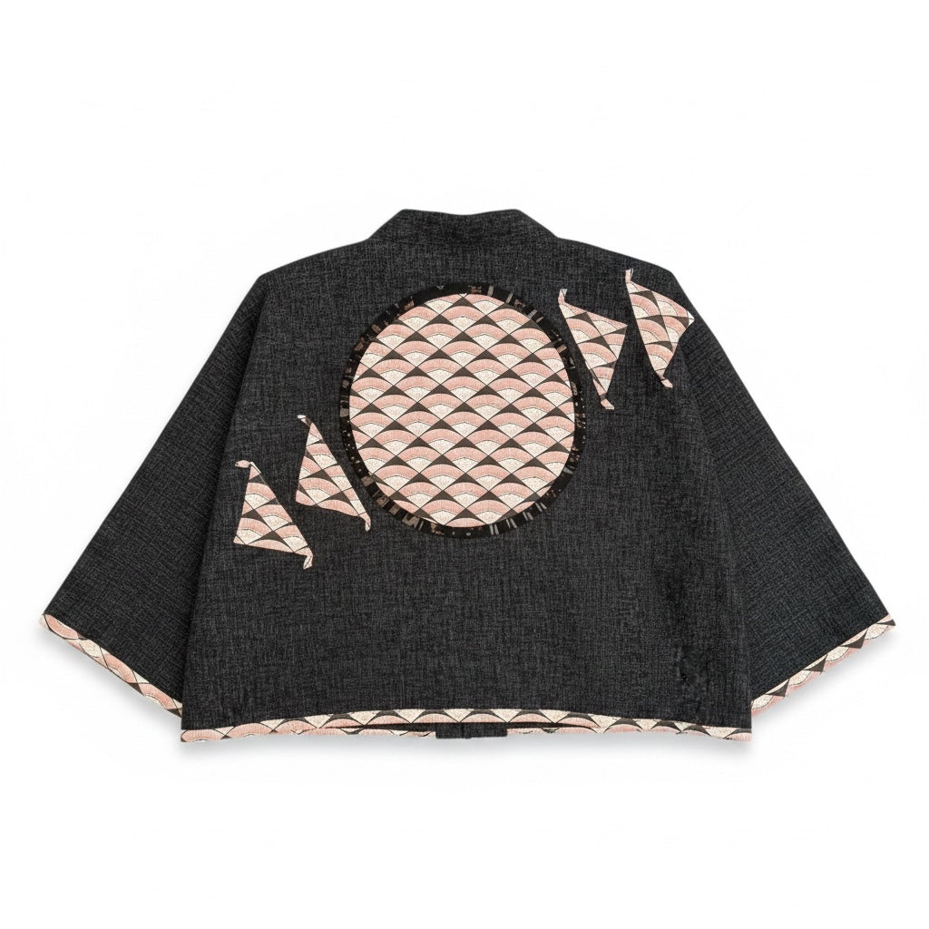Short Kimono Style Outer With Three Quarter Sleeves - Cotton