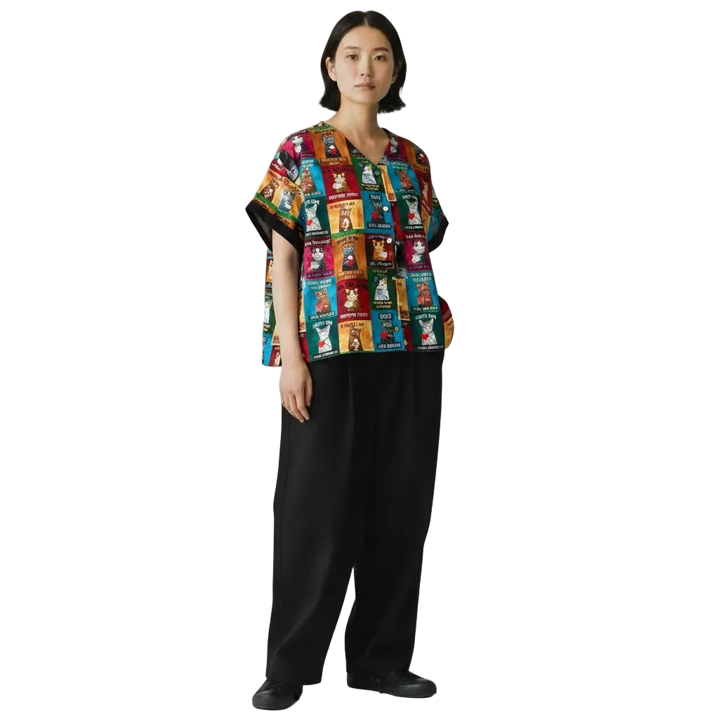 V-Neck Button Up Short Sleeves Top