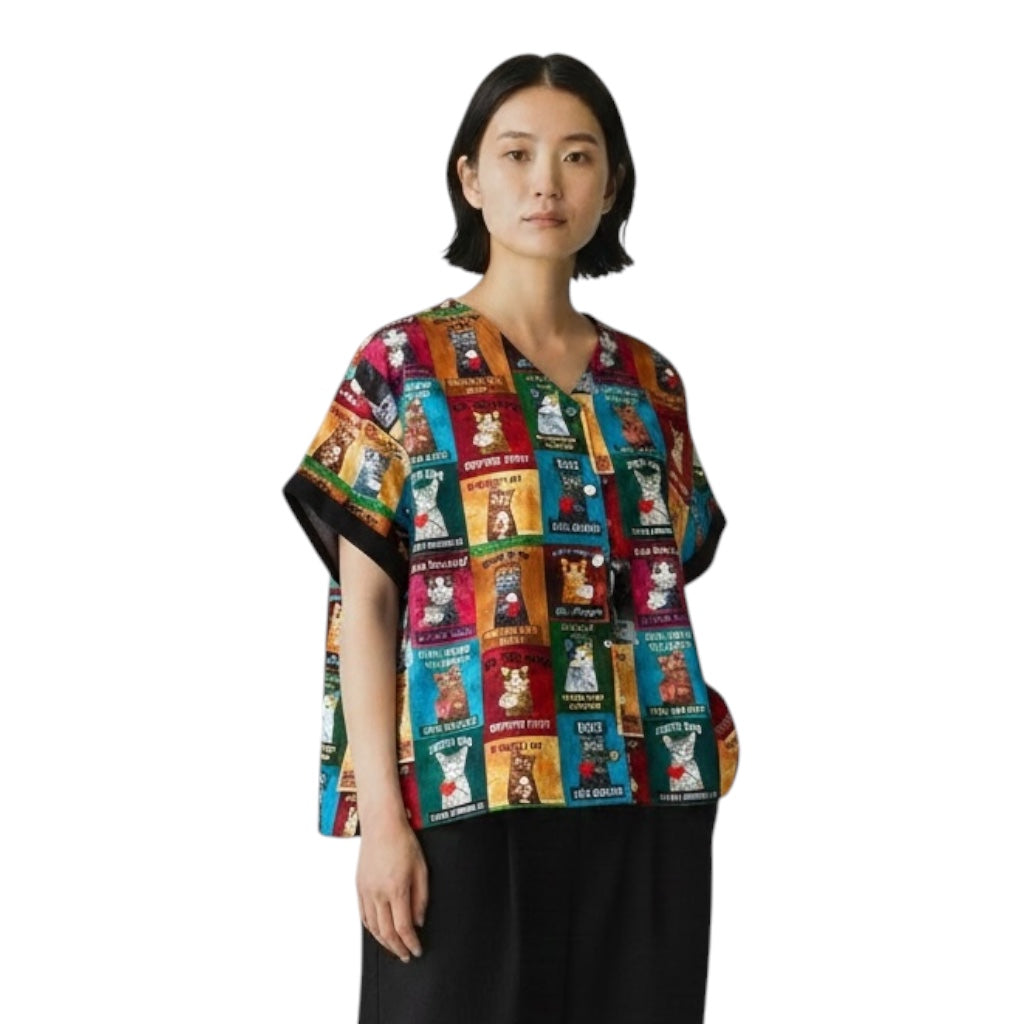 V-Neck Button Up Short Sleeves Top